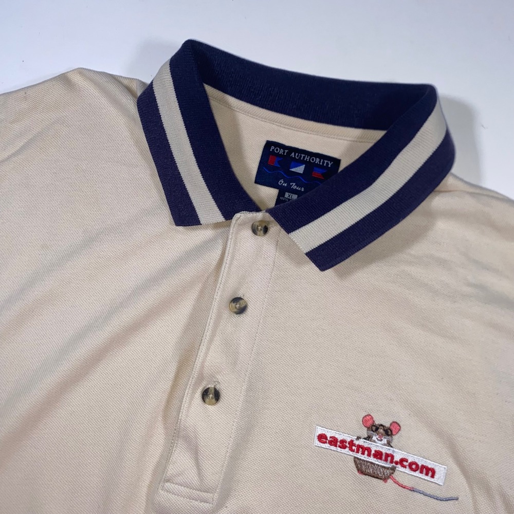 Port Authority On Tour‎ Mens XL Cream Polo Shirt Eastman.com Mouse Tech Vintage